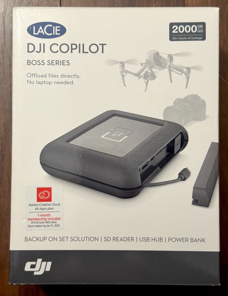 Open Box LaCie DJI Copilot Boss Series 2TB Portable HDD + SD Reader + Power Bank Open Box LaCie DJI Copilot Boss Series 2TB Portable HDD + SD Reader + Power Bank