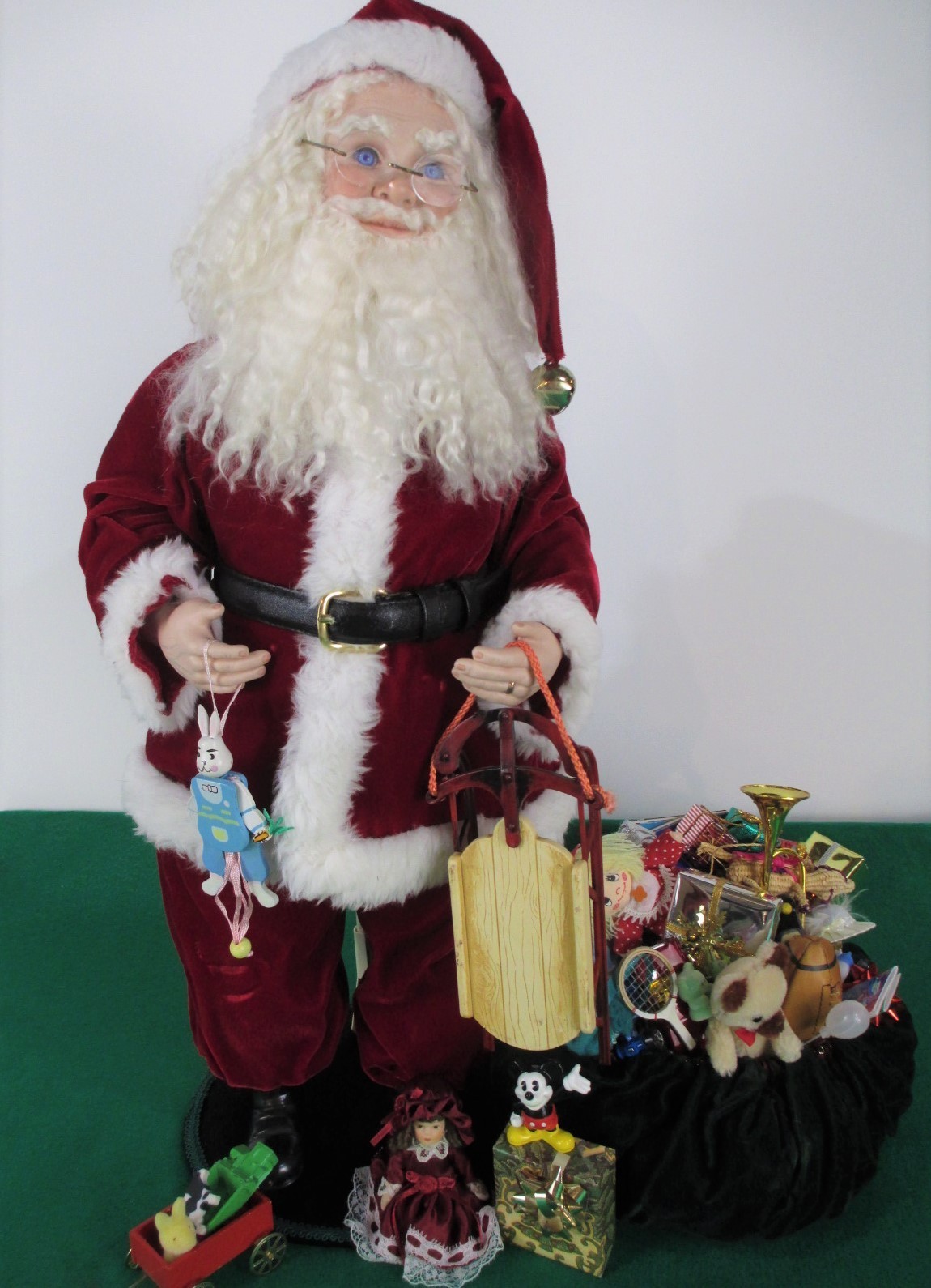 OOAK-Vintage Artisan Classic Santa & Toys, Porcelain With Cloth Body, 23\ OOAK-Vintage Artisan Classic Santa & Toys, Porcelain With Cloth Body, 23\