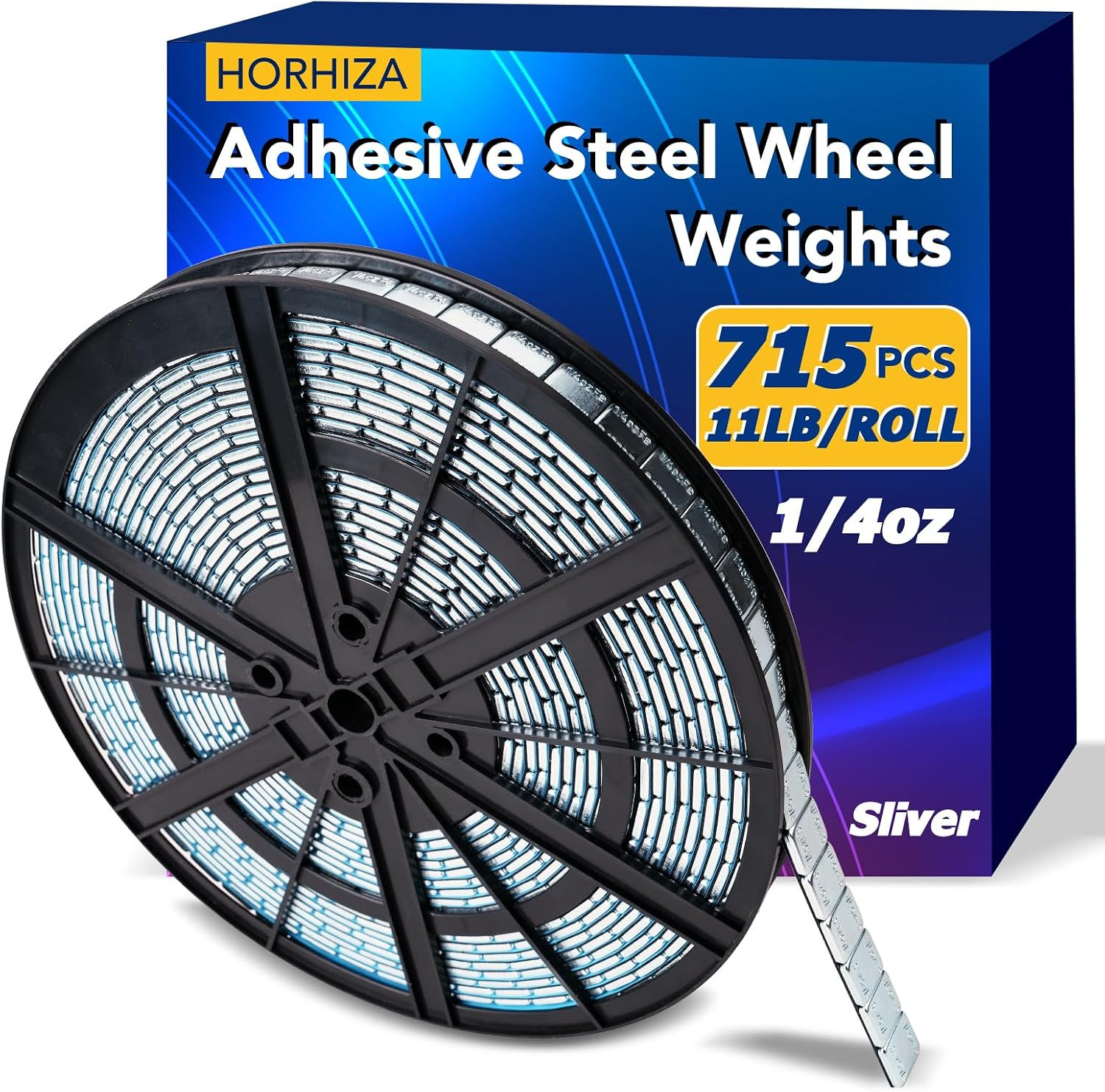 1/4Oz,Adhesive Stick on Wheel Weights, 5Kgs/11Lb/Roll, 715Pcs, Silver |