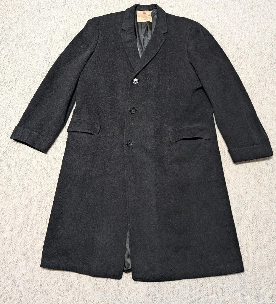 1950s vintage USA made OVERCOAT cashmere wool 48L black HART SCHAFFNER MARX