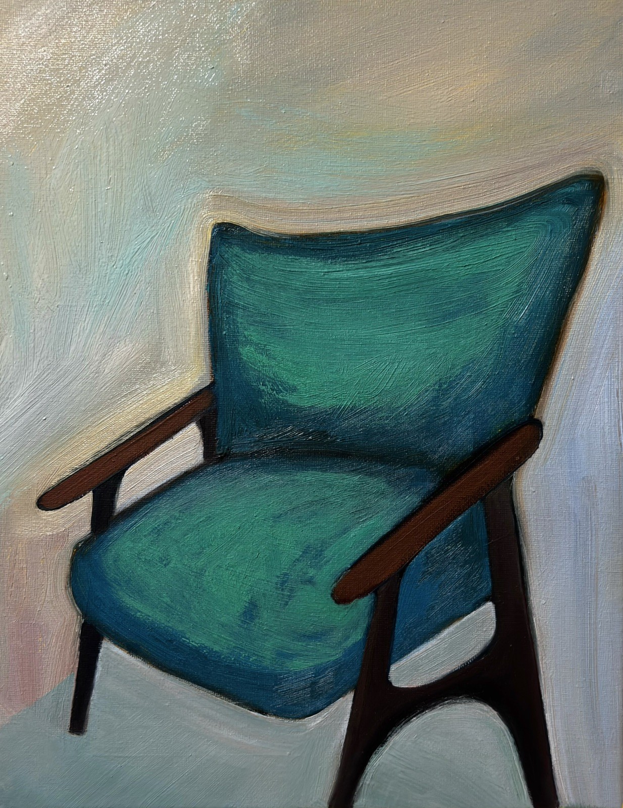 Original oil painting impressionist naïve style “ Vintage chair “ with COA