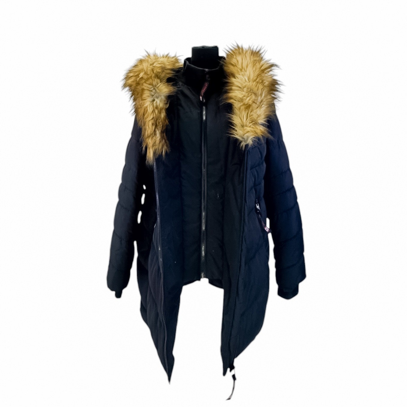 Canada Weather Gear Black Faux Fur Hood Insulated Puffer Winter Coat Large