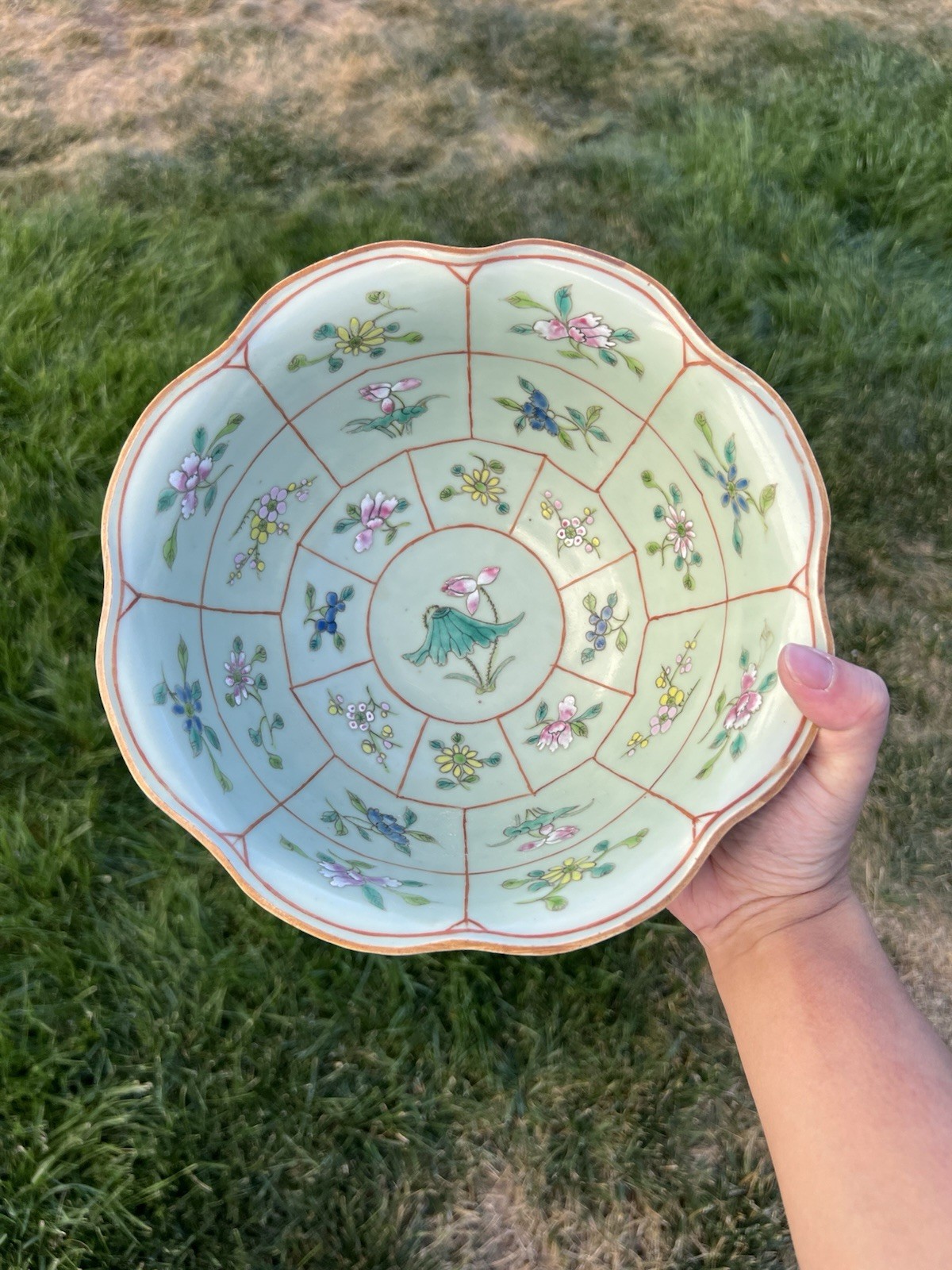 Antique Chinese Qing Cabbages Flowers Hand Painted Porcelain Bowl 19th Century Antique Chinese Qing Cabbages Flowers Hand Painted Porcelain Bowl 19th Century