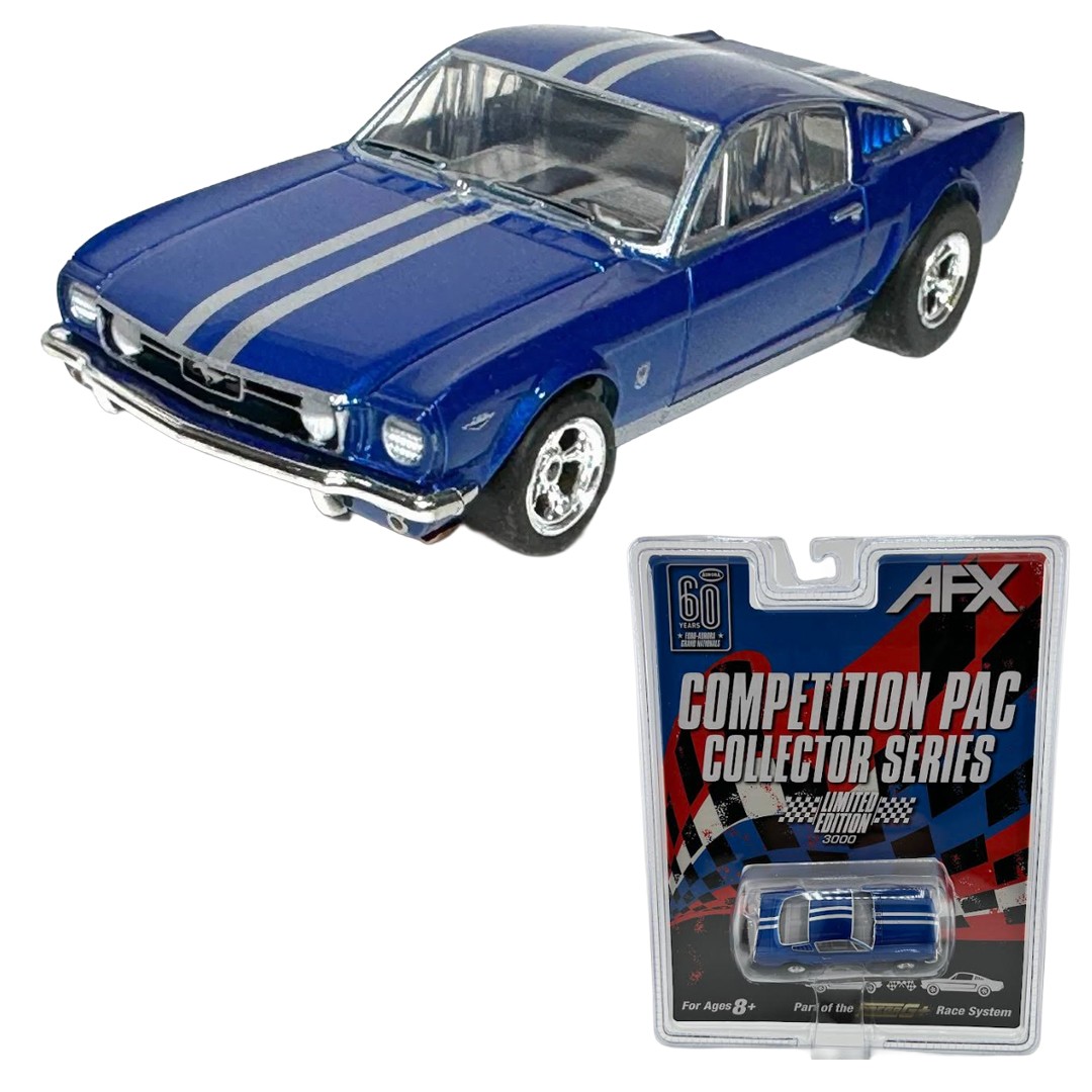 AFX 22086 1966 Ford Mustang Fastback Metallic Blue HO Slot Car Collector Series