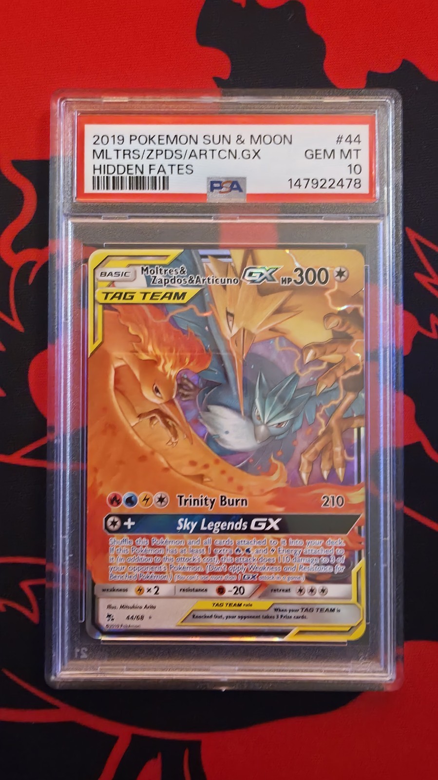2019 POKEMON SUN & MOON HIDDEN FATES 44/68 MOLTRES & ZAPDOS & ARTICUNO GX PSA 10 2019 POKEMON SUN & MOON HIDDEN FATES 44/68 MOLTRES & ZAPDOS & ARTICUNO GX PSA 10