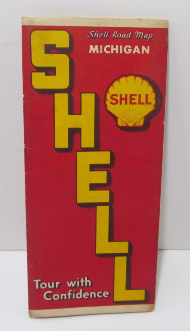 Vintage 1938 Shell Oil Company State of Michigan Road Map