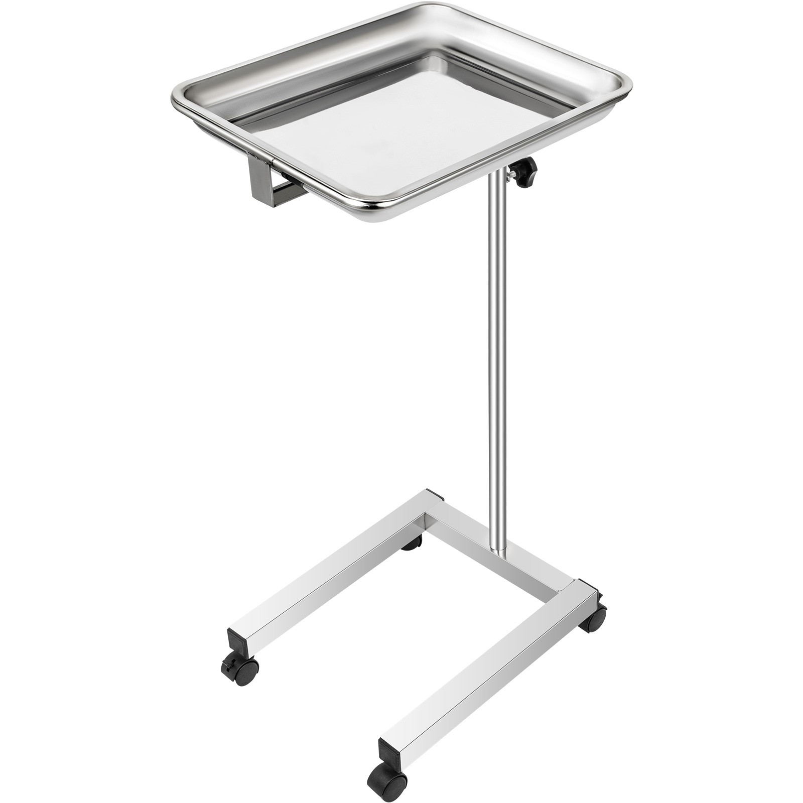 VEVOR Mayo Stand 18x14 in Medical Trolley Mobile Rolling Cart Adjustable Height