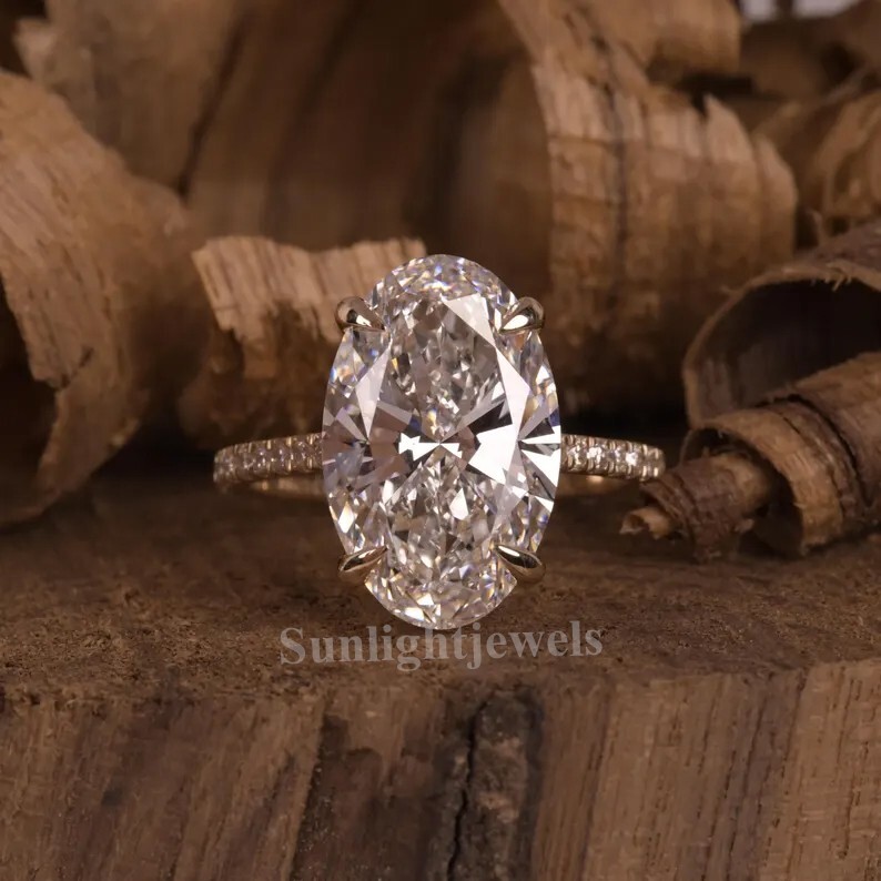 7.25 Ct Certified Oval Cut Off White Treated Diamond 925 Silver Ring Great Shine