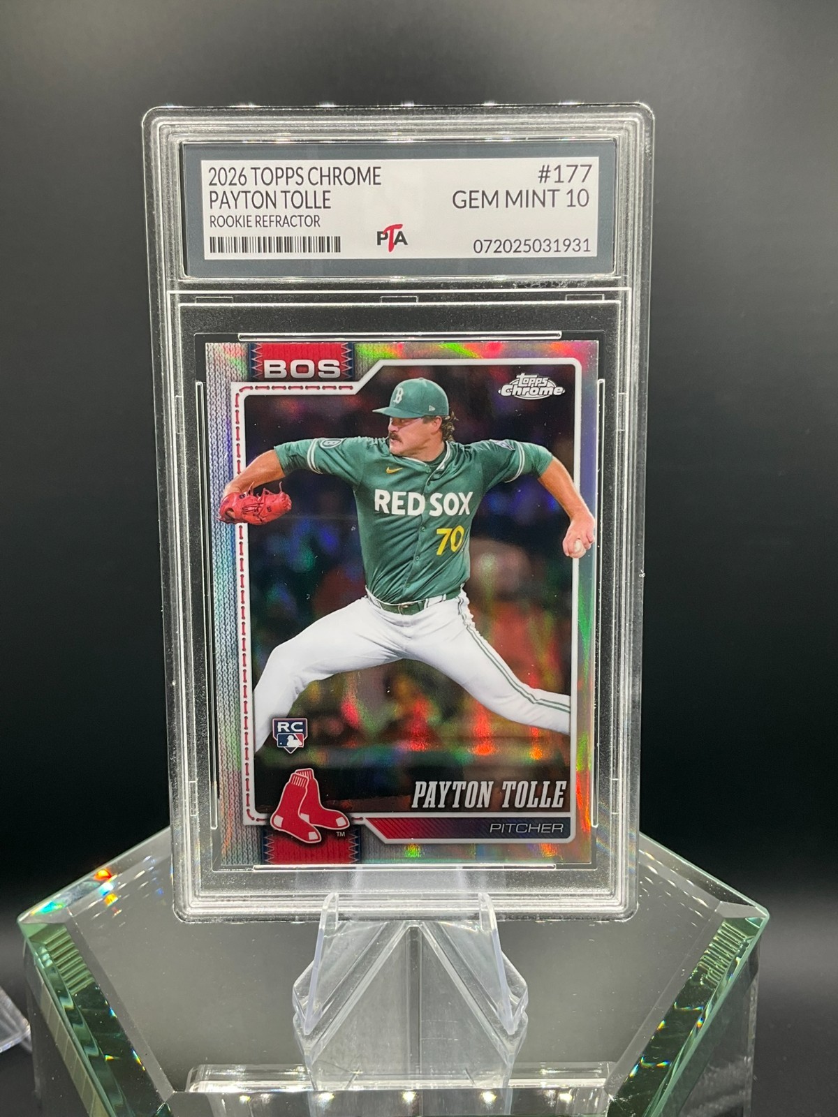 2026 Topps Chrome Payton Tolle REFRACTOR Rookie Card~ RED SOX GEM MINT PTA 10🔥