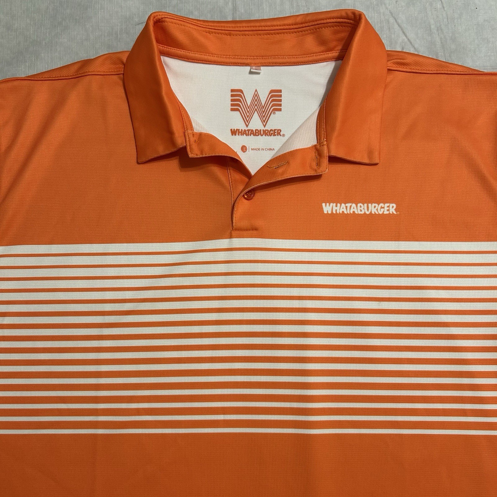 Whataburger Restaurant Employee Polo Shirt Mens L Uniform Orange White Whataburger Restaurant Employee Polo Shirt Mens L Uniform Orange White