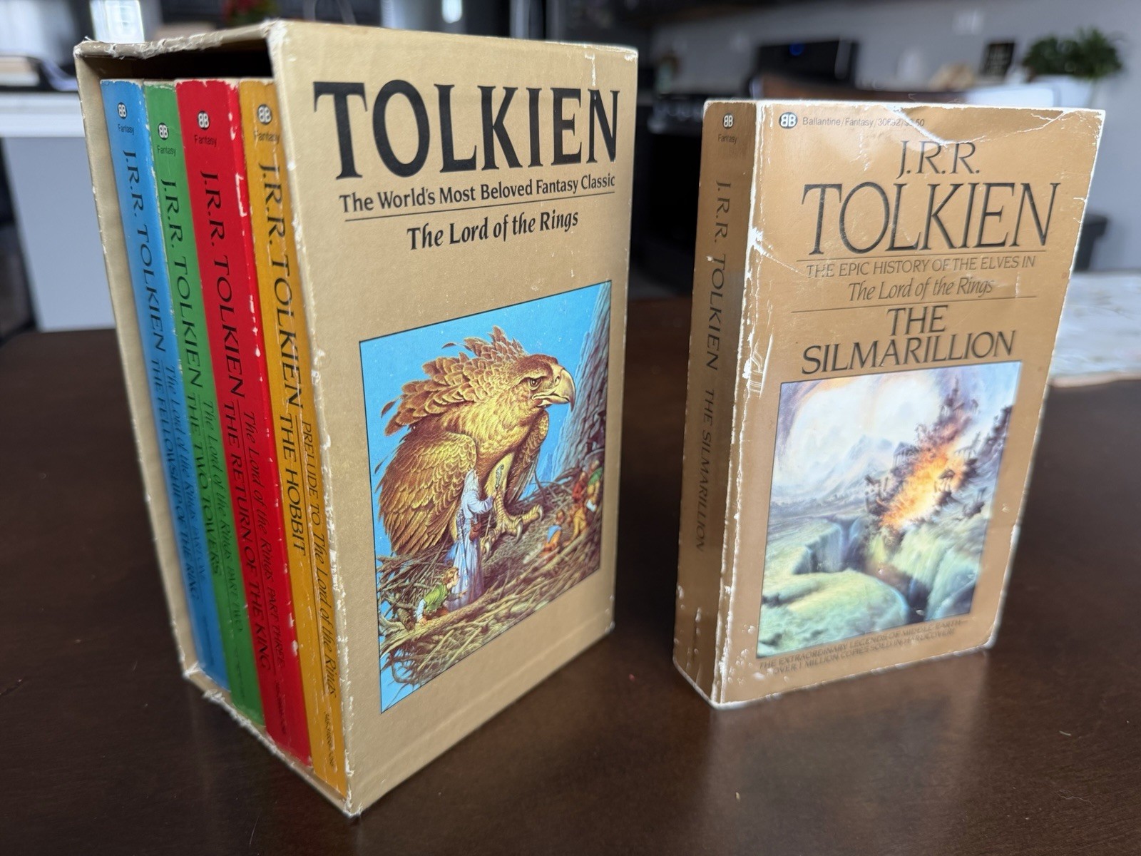 Vintage 1984 LORD OF THE RINGS + Silmarillion Ballantine Box Set JRR Tolkien Lot