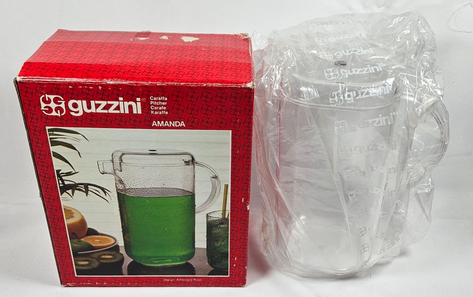 Vintage Mid Century Modern Guzzini Amanda Lucite Pitcher Retro Italian InBox MCM Vintage Mid Century Modern Guzzini Amanda Lucite Pitcher Retro Italian InBox MCM