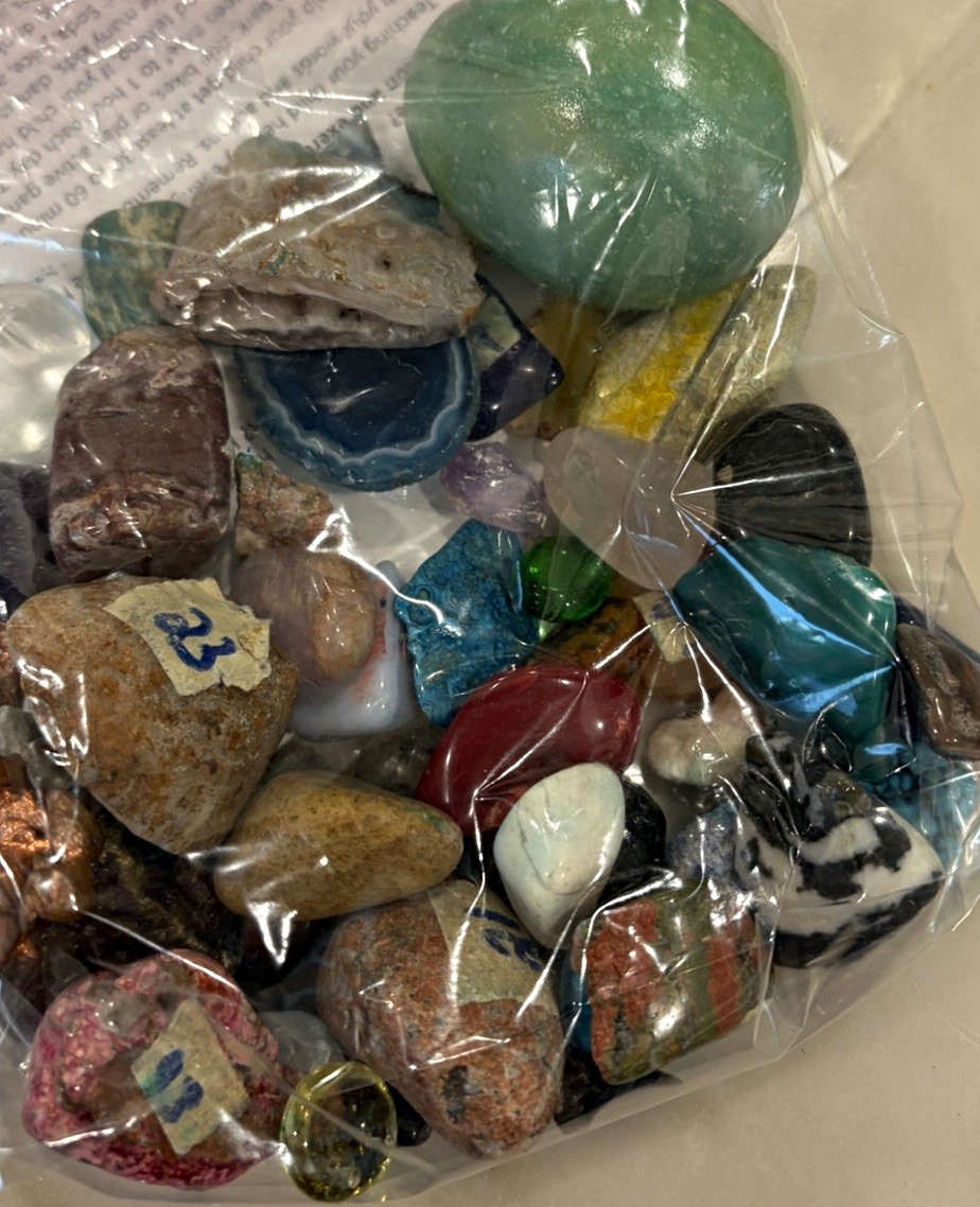Mixed Lot Tumbled Stones & Mineral Specimens/Crystals, Assorted Colors, Bag Mixed Lot Tumbled Stones & Mineral Specimens/Crystals, Assorted Colors, Bag