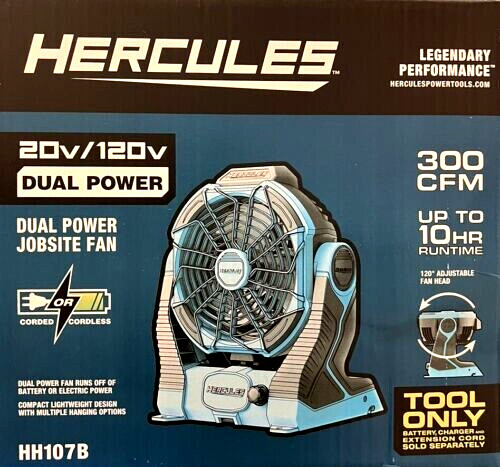 HERCULES 20V/120V Cordless Dual Power Jobsite Fan Shop (Tool Only)