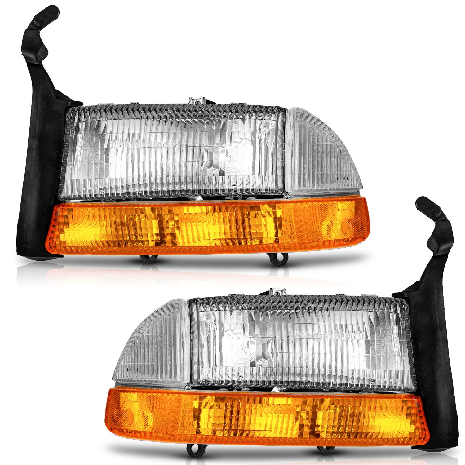For 1997-2004 Dodge Dakota / 1998-2003 Dodge Durango Headlights Chrome L+R Pair