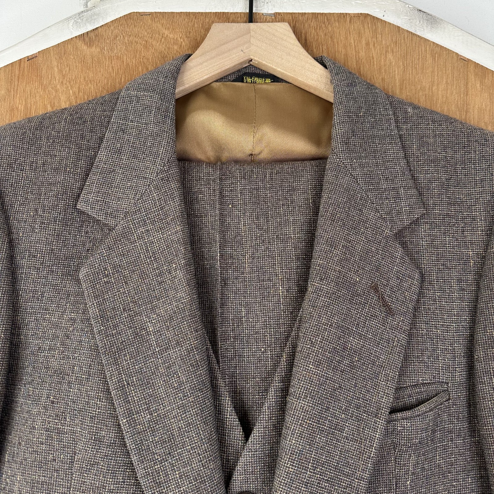 VTG Tweed Suit Mens 40R Brown 2 Button Wool Pants 34x29 Flat Front 3 Piece retro VTG Tweed Suit Mens 40R Brown 2 Button Wool Pants 34x29 Flat Front 3 Piece retro