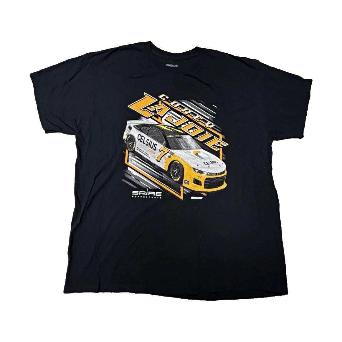 Y2K NASCAR Corey LaJoie Spire Motorsports #7 Celsius Black T-Shirt Men’s Size XL
