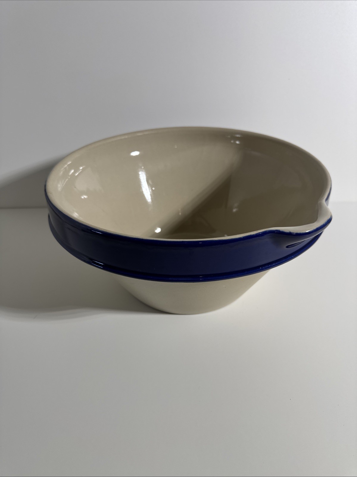 Vintage Digoin Grespots French Stoneware Farmhouse #10 Mixing Bowl 11.75”