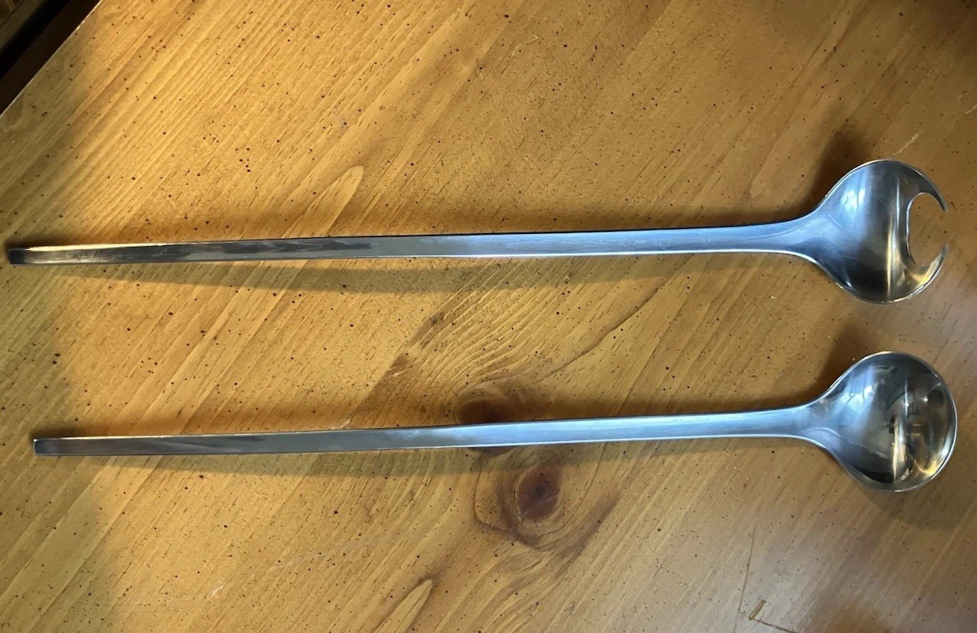 Vintage MCM Georg Jensen Tuja Tanaquil Salad Server Set Magnus Stephensen Steel Vintage MCM Georg Jensen Tuja Tanaquil Salad Server Set Magnus Stephensen Steel
