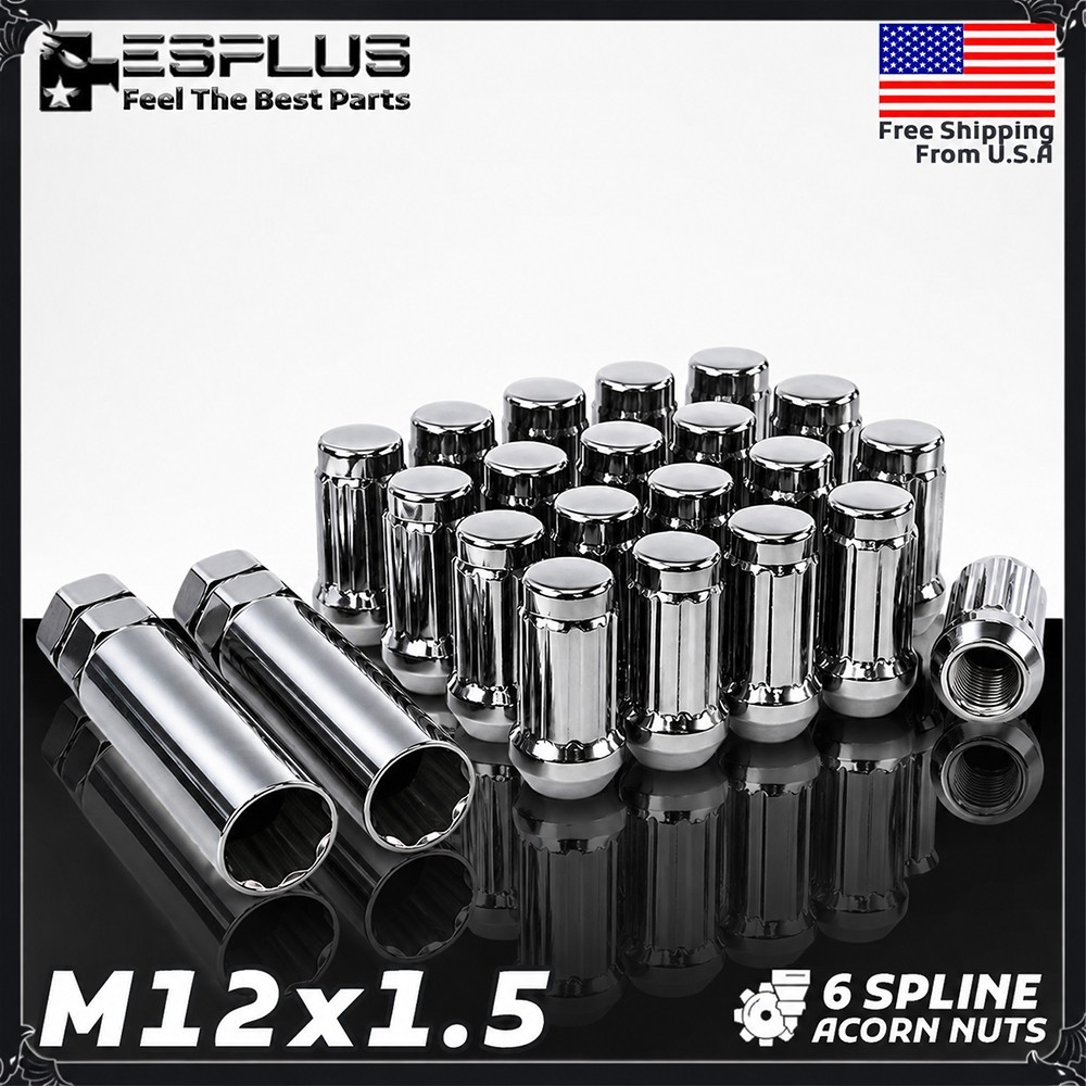 16 Pc Honda Spline Lug Nut M12x1.5 Chrome Fit 4-Lug Accord/City/Civic/CR-X/Fit/
