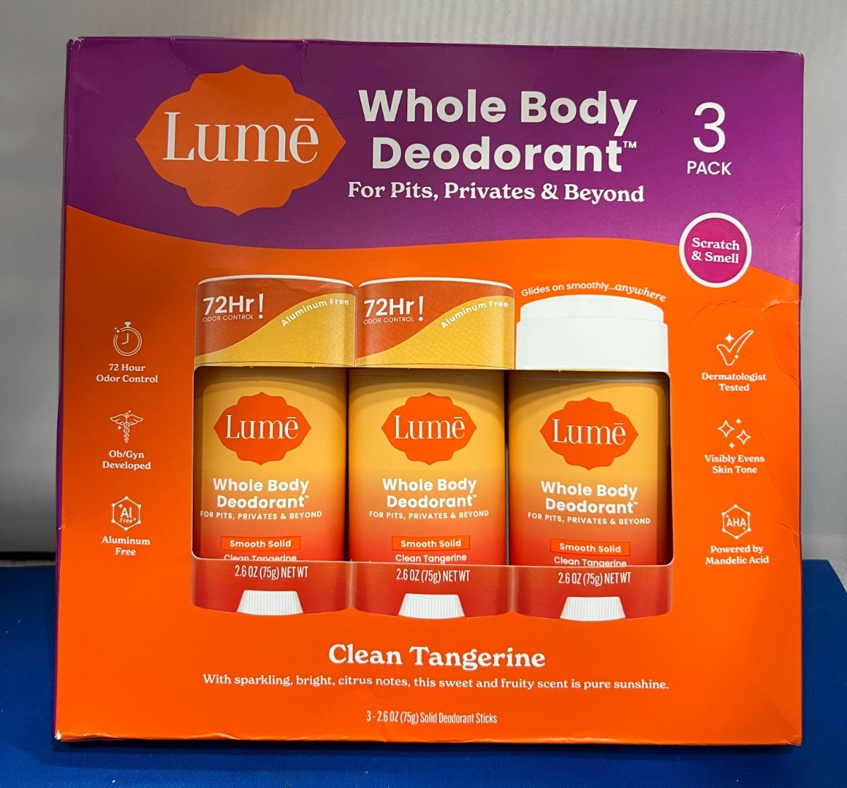 Lumē Whole Body Deodorant Clean Tangerine 3-Pack | 72-Hour Odor Control Lumē Whole Body Deodorant Clean Tangerine 3-Pack | 72-Hour Odor Control