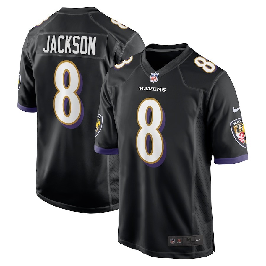 Men's Ravens #8 Lamar Jackson 2025 Jersey