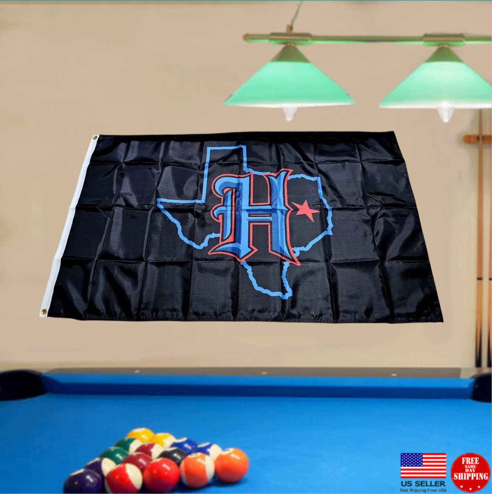 Texans Houston H Town Banner 3\' x 5\' Man Cave Flag Perfect Game Day Tailgating.