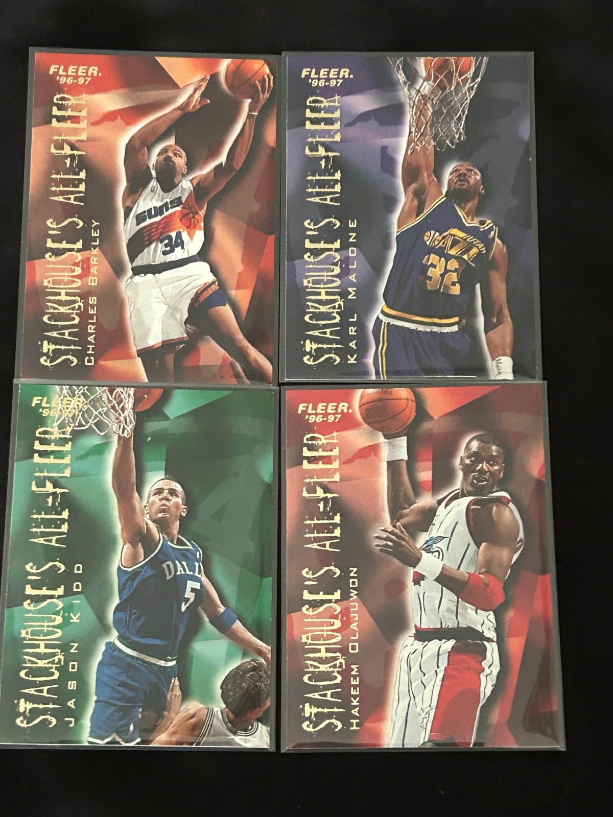 1995-96 Fleer Stackhouse\'s All-Fleer lot (Olajuwon,Barkley,Malone,Kidd)