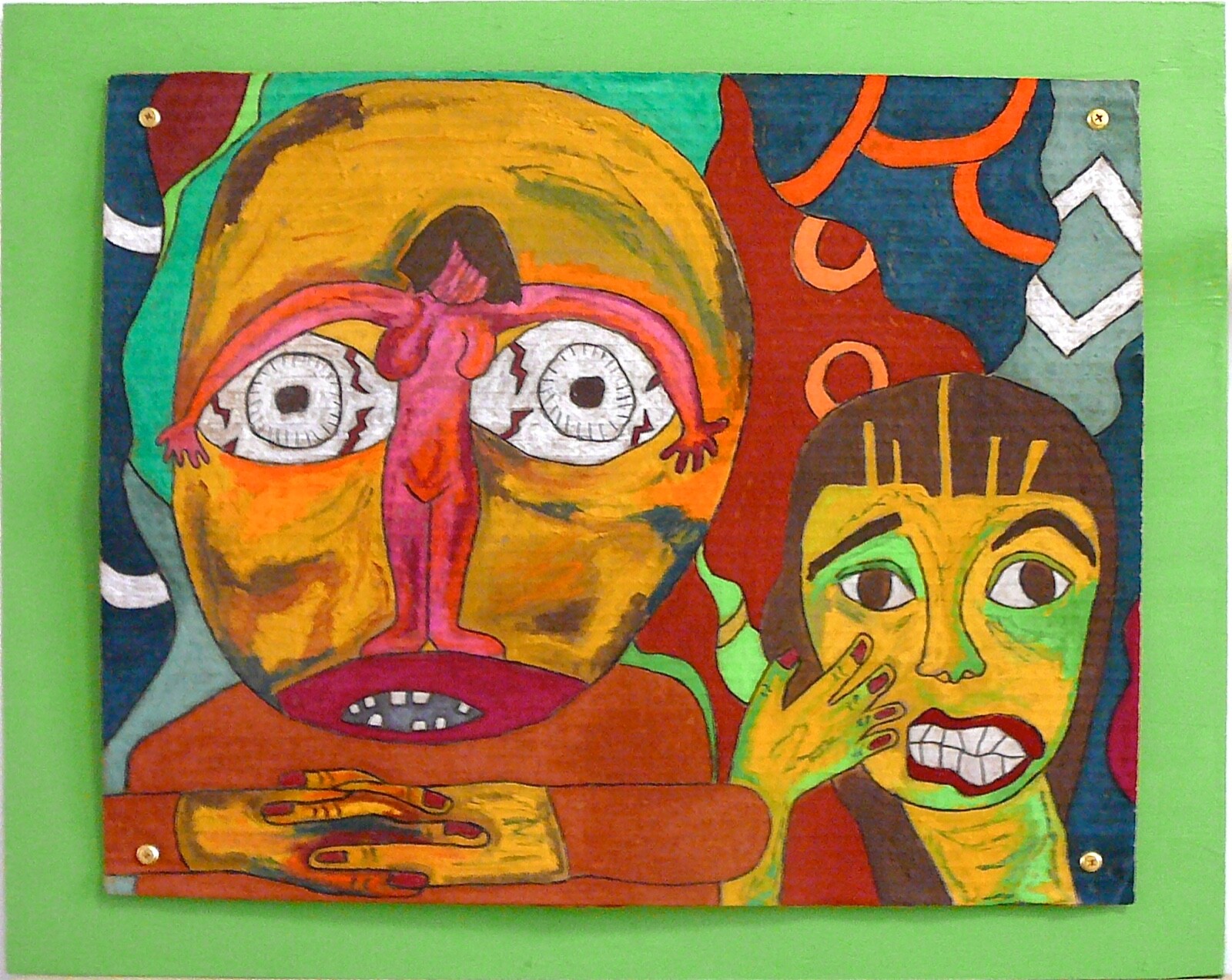Original Outsider/Visionary/Folk Art - On Cardboard & Wood - Meditation 24\
