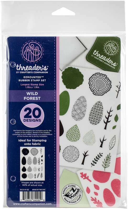 New CRAFTER S COMPANION THREADERS RUBBER STAMP SET- WILD FOREST