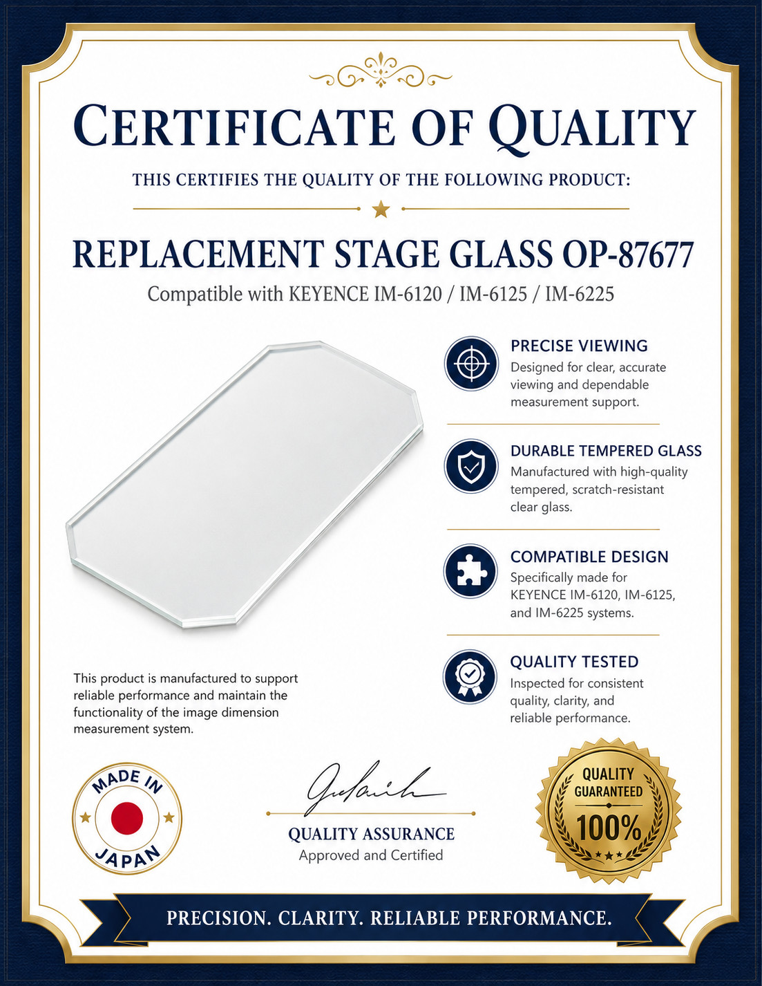 New KEYENCE Replacement Stage Glass OP-87677 for IM-6120, IM-6225, IM-6125 New KEYENCE Replacement Stage Glass OP-87677 for IM-6120, IM-6225, IM-6125