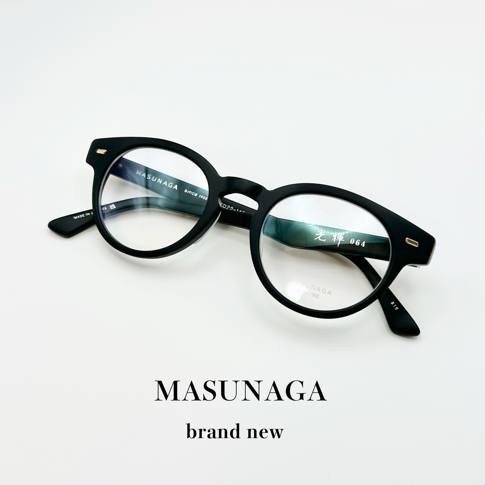 MASUNAGA KOKI 064 #19 BK Matt Boston Eyeglasses 47-22-145 Japan New