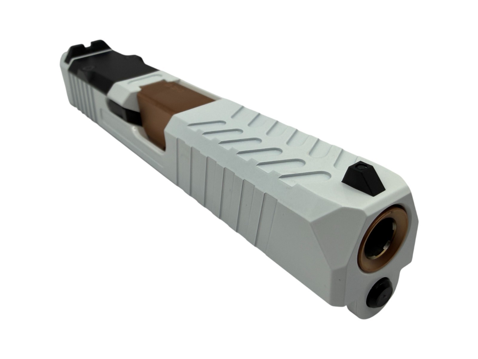 Helot For G19 custom Slide Gen3NEW Cerakote Upper  White Complete W/Copper Flush