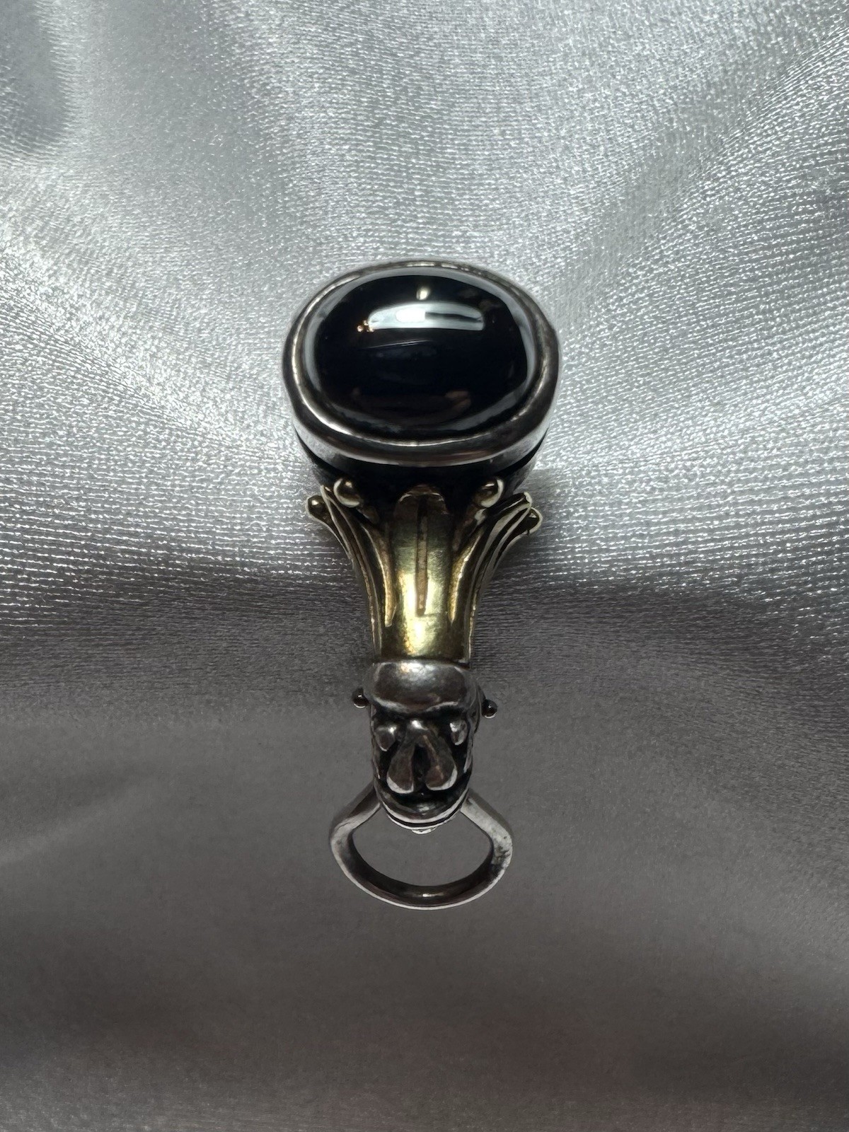 Vintage LAGOS Caviar Black Onyx Sterling  18K Gold Single Replacement Earring