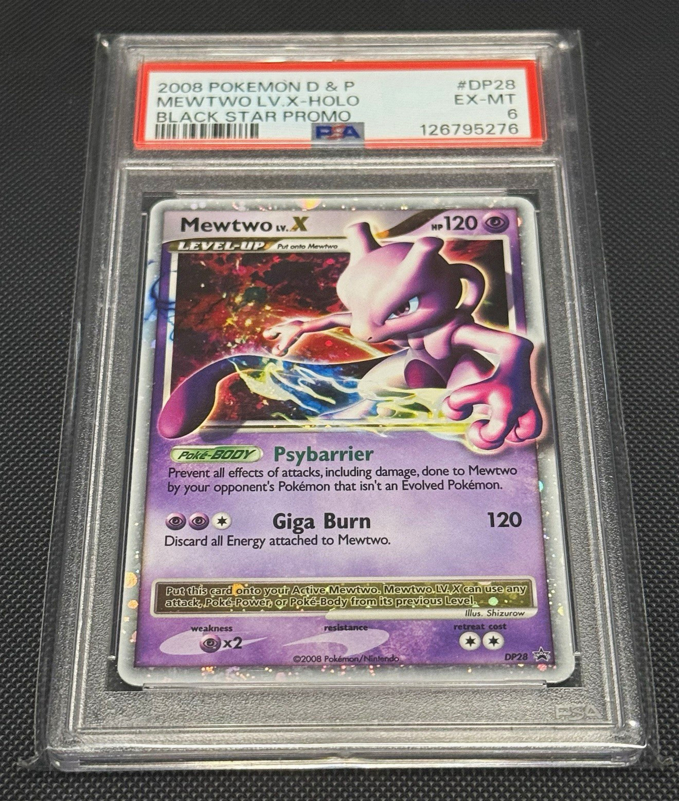 2008 POKEMON DIAMOND & PEARL BLACK STAR PROMO #DP28 MEWTWO LV.X-HOLO PSA 6