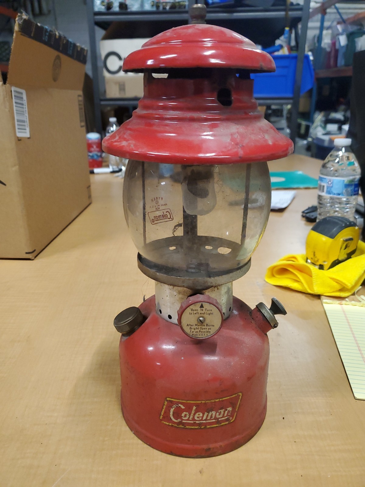 Coleman 200A Red Lantern 1/58 January 1958 Vintage Camping Original Pyrex Glass