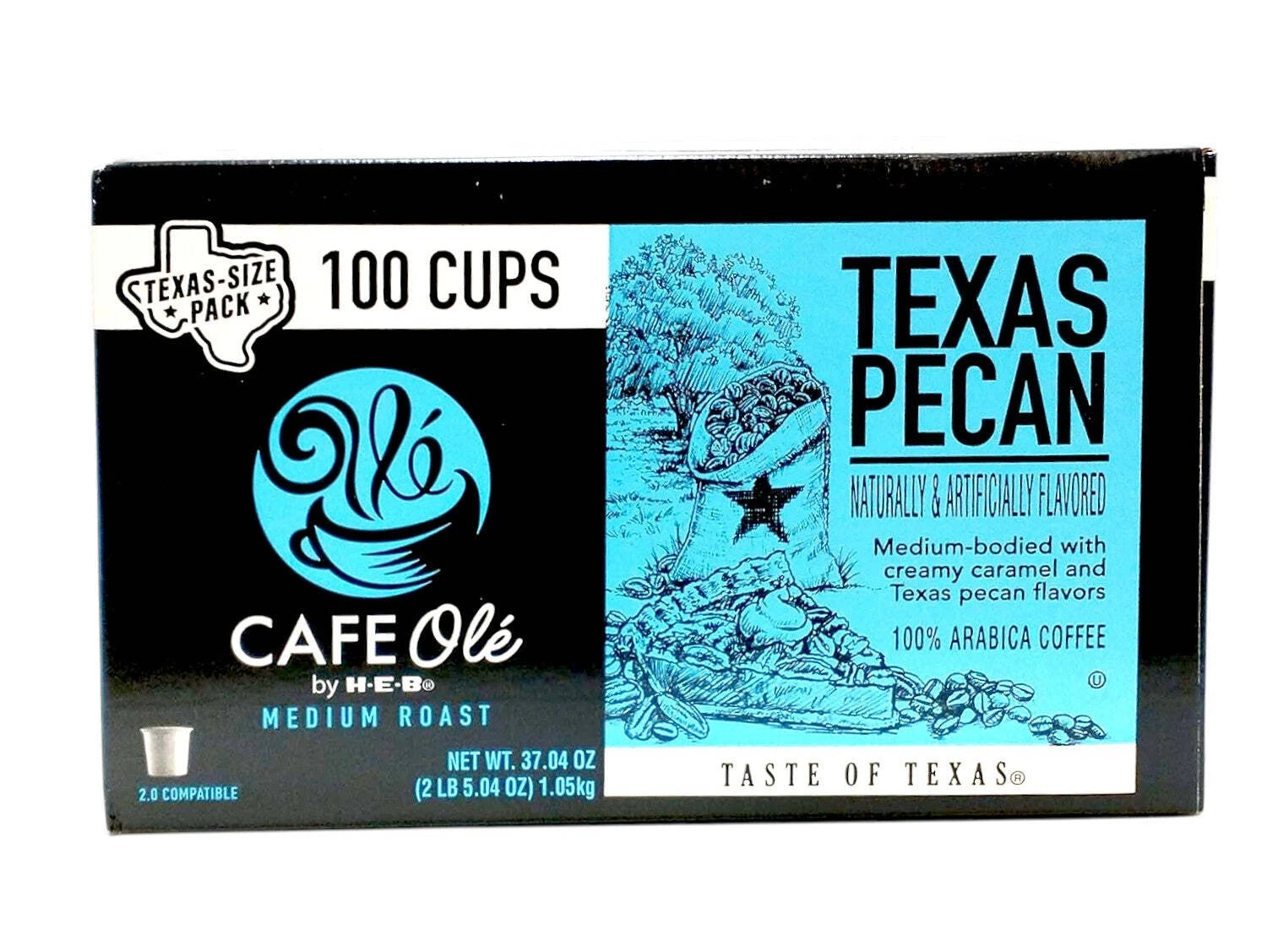 HEB Cafe Ole Texas Pecan Medium Roast Coffee Single Serve Cups 100 ct HEB Cafe Ole Texas Pecan Medium Roast Coffee Single Serve Cups 100 ct