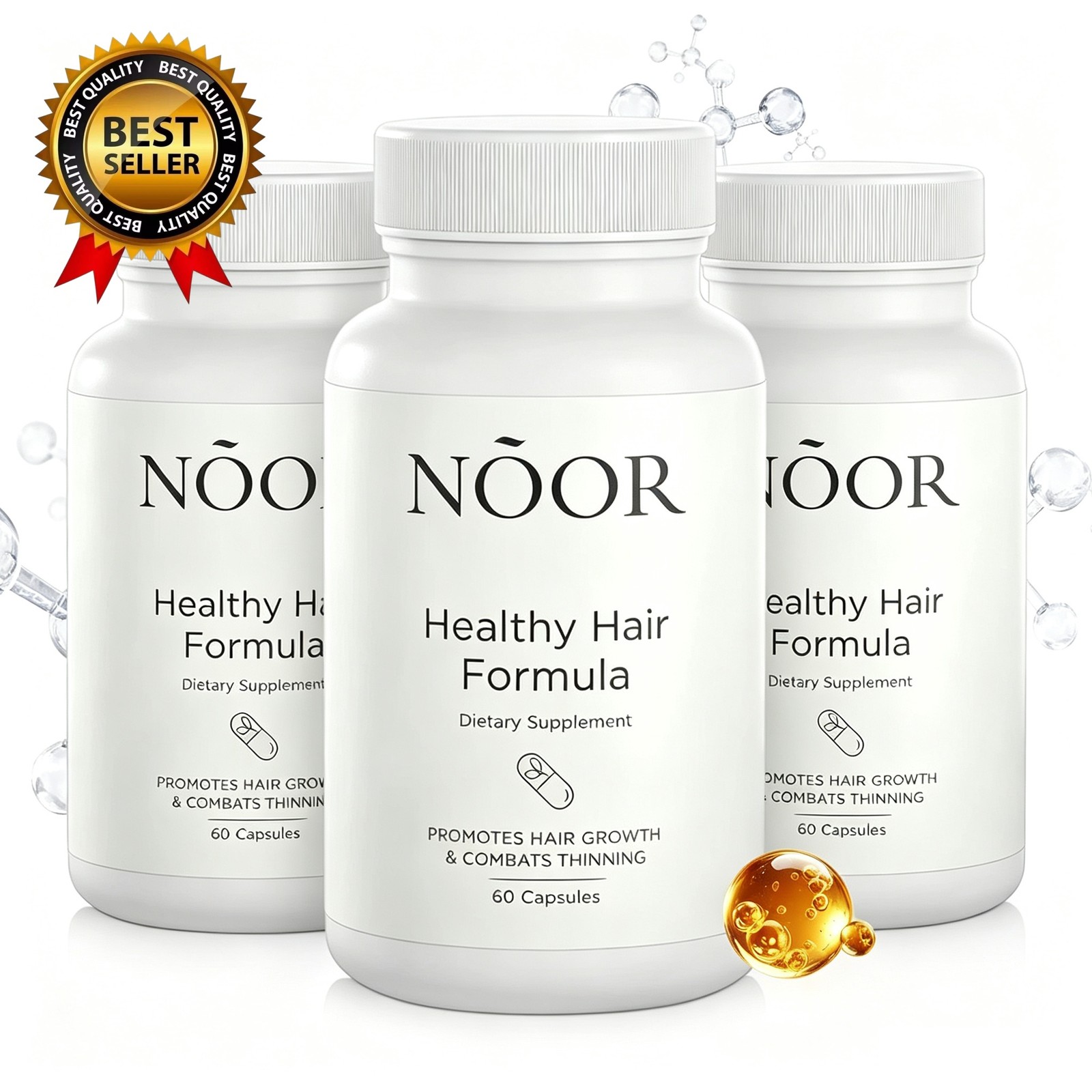 3X NOOR HAIR Healthy Hair Formula, Hair Growth Supplement Supporting Thick Hair