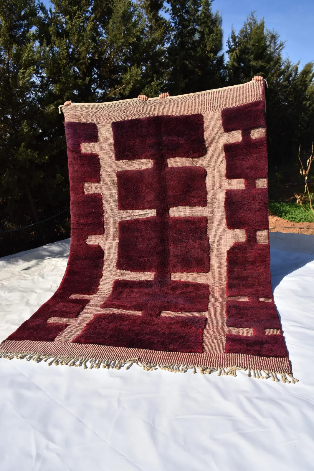 New Design Moroccan Berber Beni Ourain Wool Rug Handmade Luxury Carpet Rug