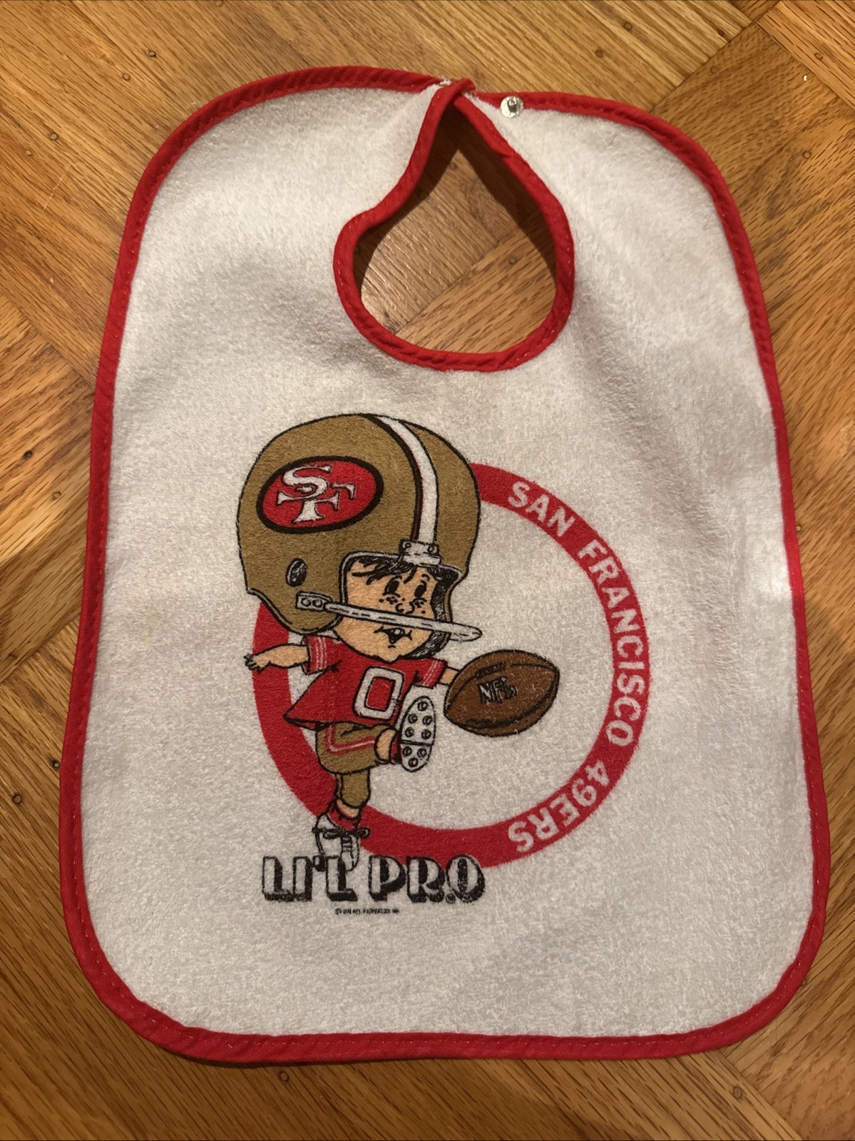 Vintage San Francisco 49ers Plastic/Cloth Li\'l Pro Baby Bib NFL Official Vintage San Francisco 49ers Plastic/Cloth Li\'l Pro Baby Bib NFL Official