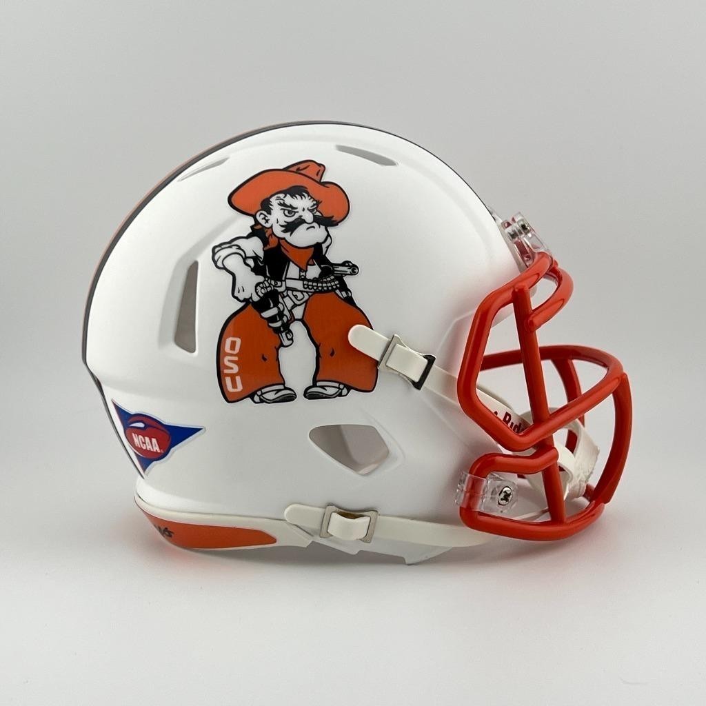 Oklahoma State Cowboys CUSTOM Matte White - Pistol Pete Mini Football Helmet 2