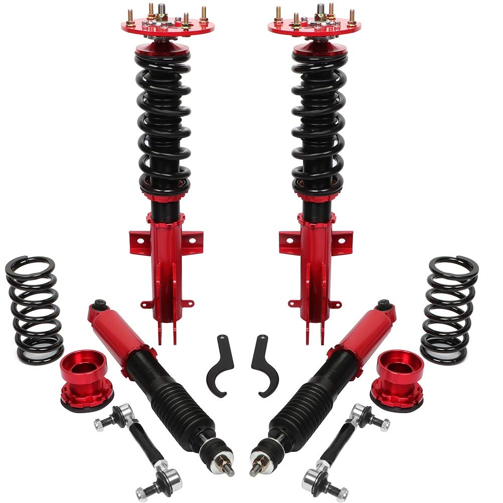 Full Set Coilovers Struts Height Adjustable Fit 2005-2014 Ford Mustang Red