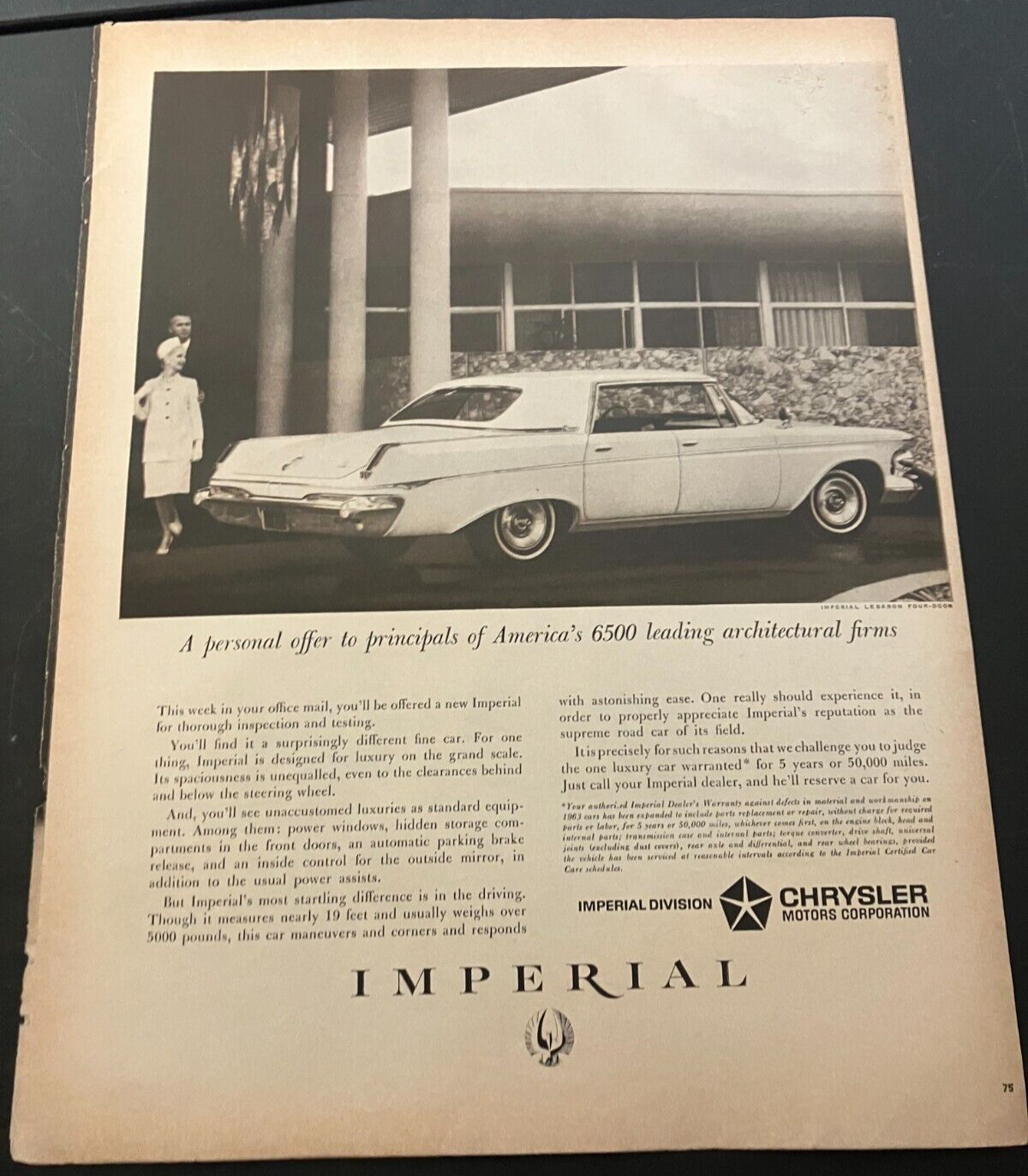 1963 Chrysler Imperial LeBaron - Vintage Original Print Ad / Garage Wall Art