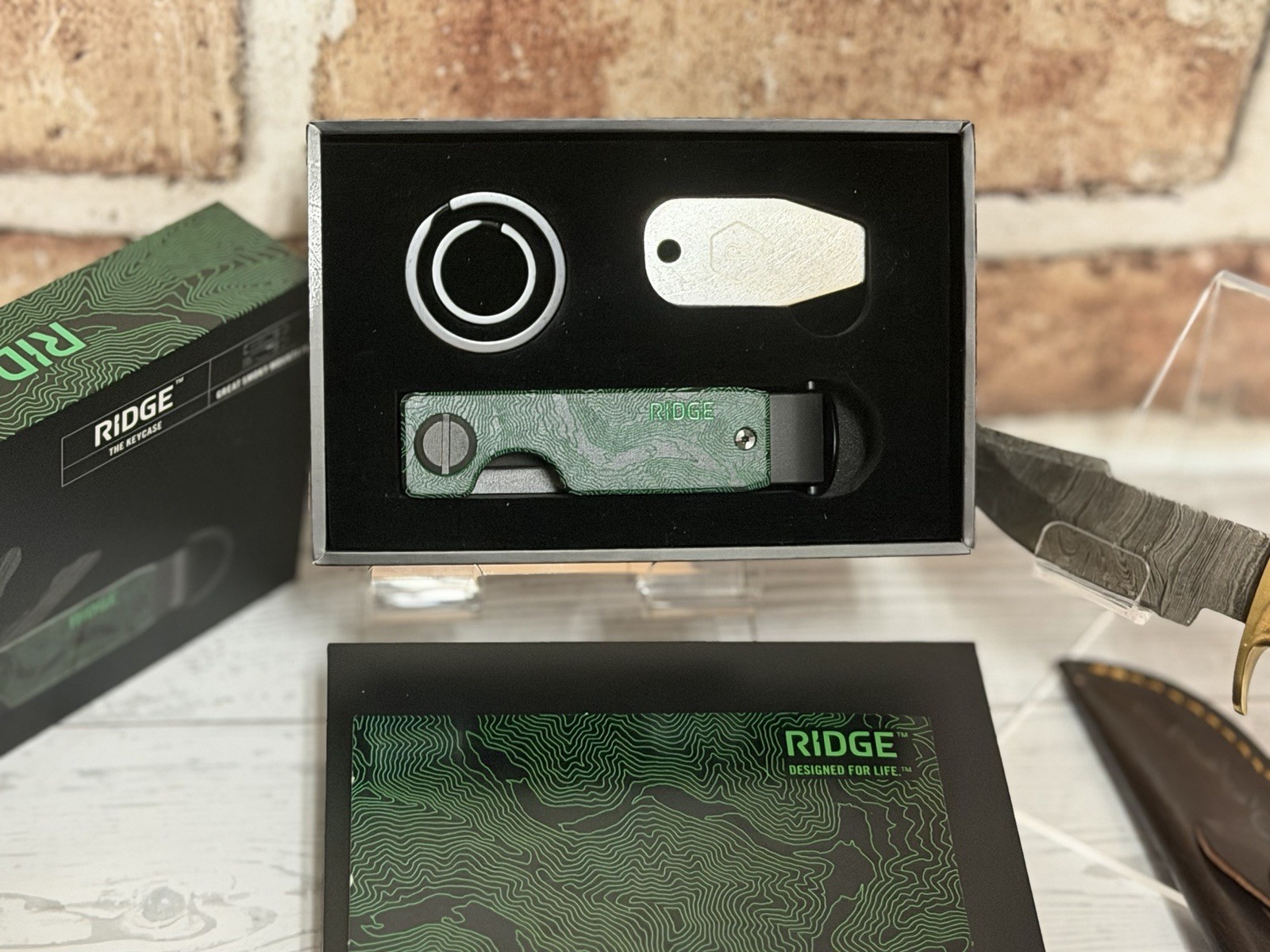 RIDGE  | KEYCASE SMOKEY MOUNTAINS + HANDMADE DAMASCUS KNIFE & SHEATH