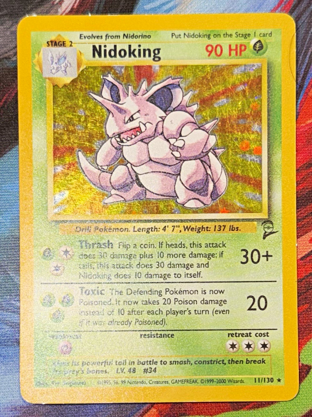 Nidoking 11/130 Base Set 2 Holo Rare Pokemon 2000 WOTC English Vintage MP