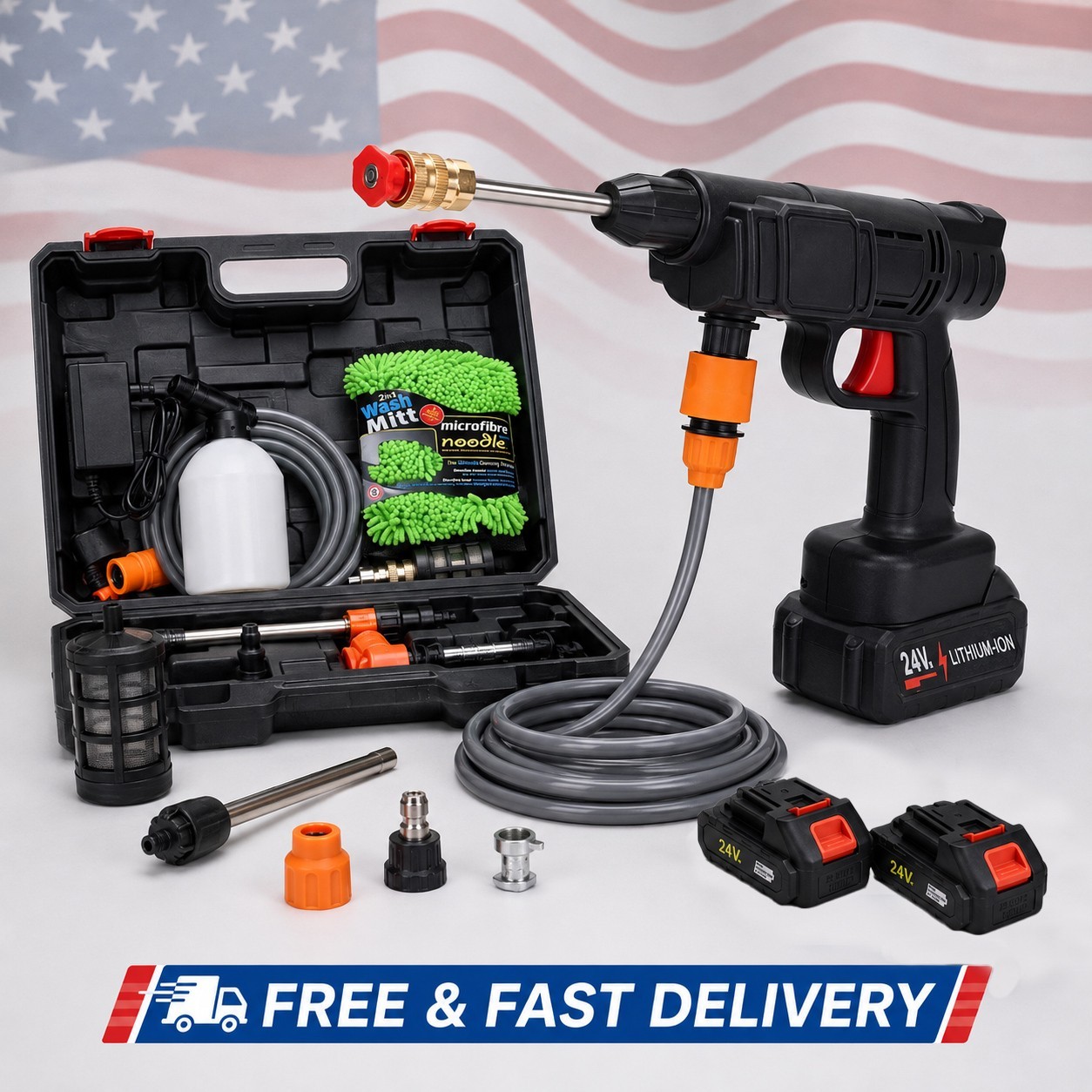 Portable Cordless Electric High Pressure Water Spray Gun Car Washer Cleaner Tool