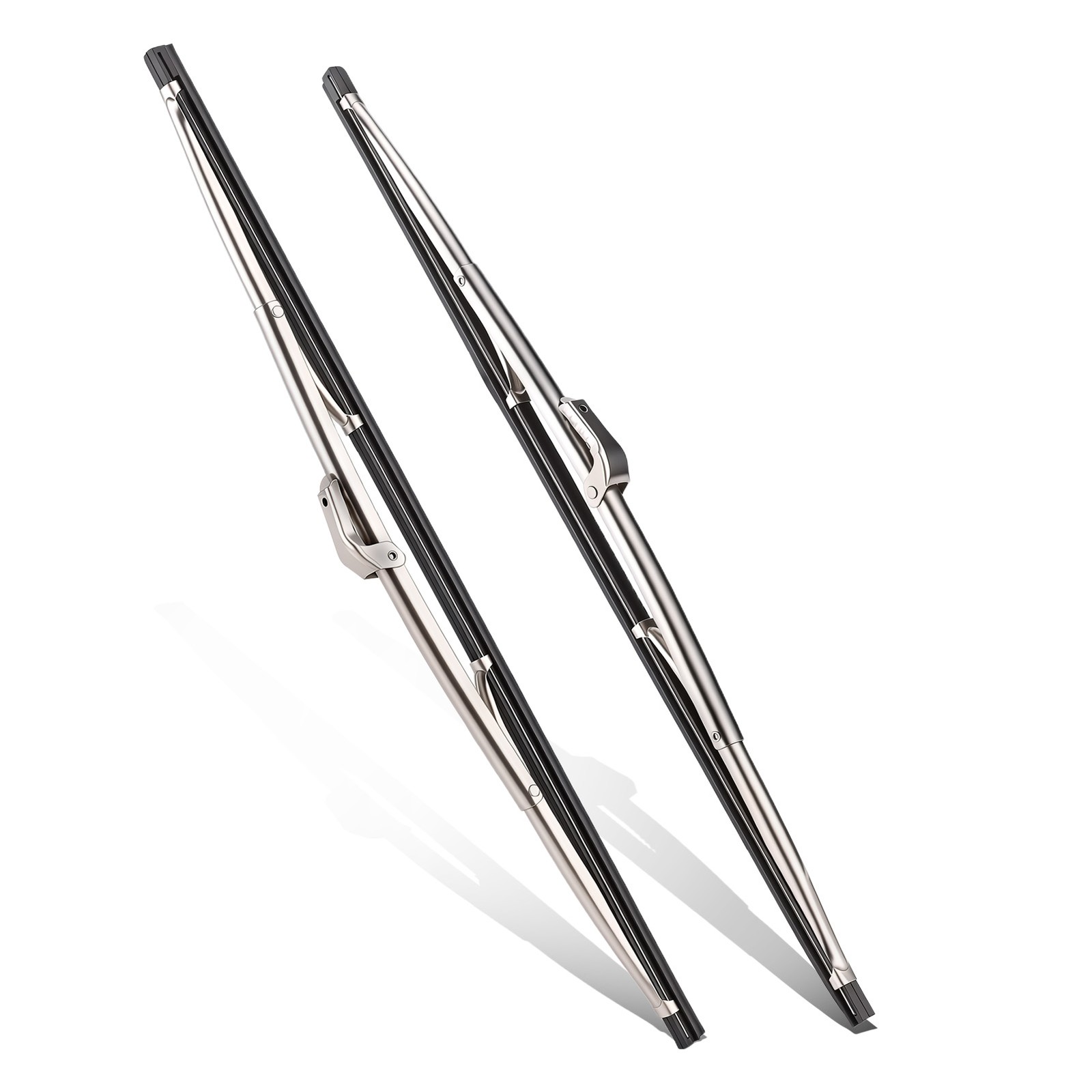 15 Inch Polished Stainless Steel Front  Wiper Blades Bayonet 1 Pair