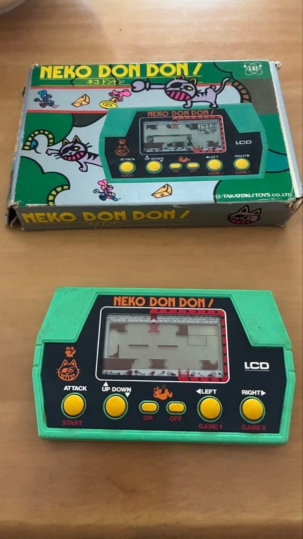 Takatoku Toys Neko Don Don LSI Game with Outer Box Inner Tray LCD Game Retro Takatoku Toys Neko Don Don LSI Game with Outer Box Inner Tray LCD Game Retro