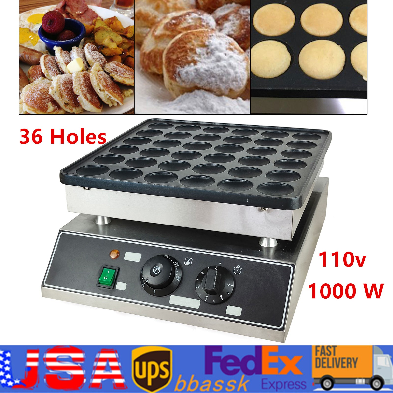 Mini Dutch Pancake Baker 36PCS Commercial Electric Nonstick Waffle Maker Machine