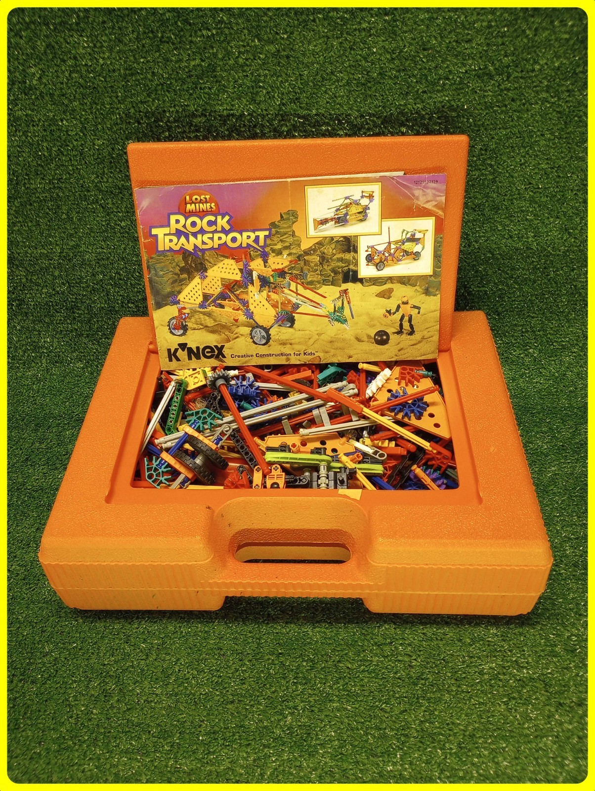 Vintage 1998 K\'NEX Assorted Pieces Lot & Large Orange Hard Storage Carrying Case